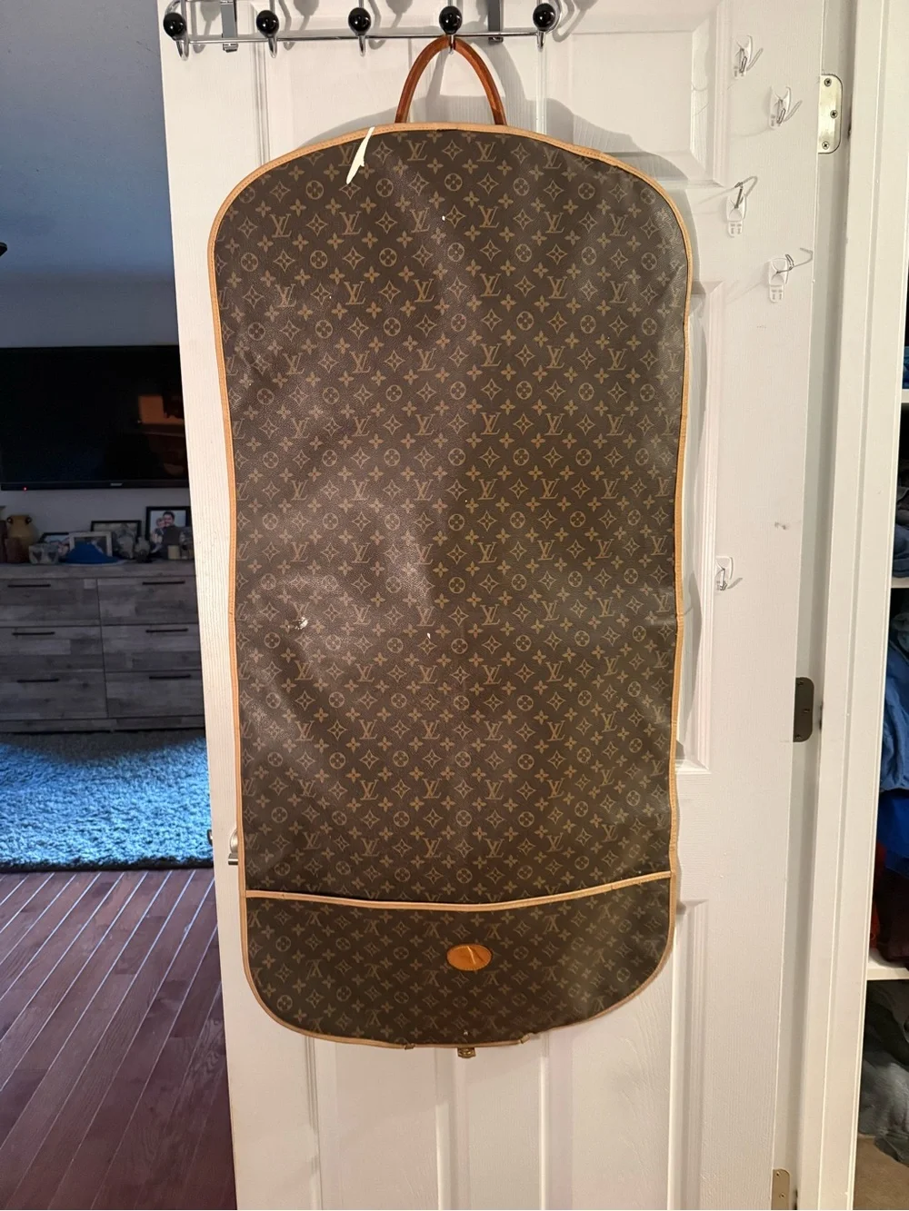 Louis Vuitton Brown Monogram Garment Cover with Natural Leather Trim